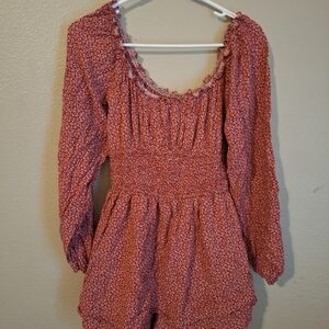 Hollister Red Long Sleeve Dress With Built In Shorts Sz M